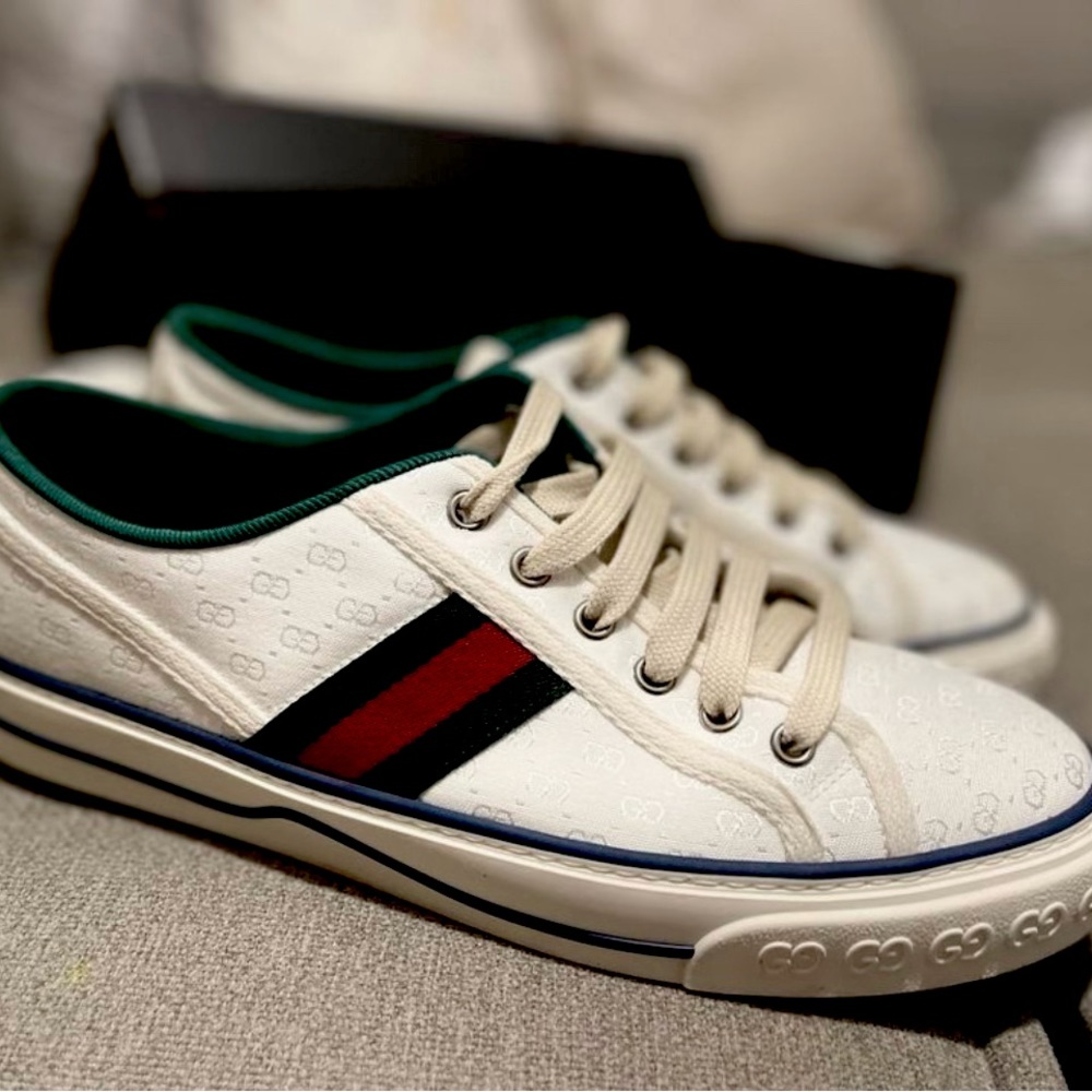 Gucci Tennis Shoes Low White Mini GG W (SIZE 10) - Brand New In Box